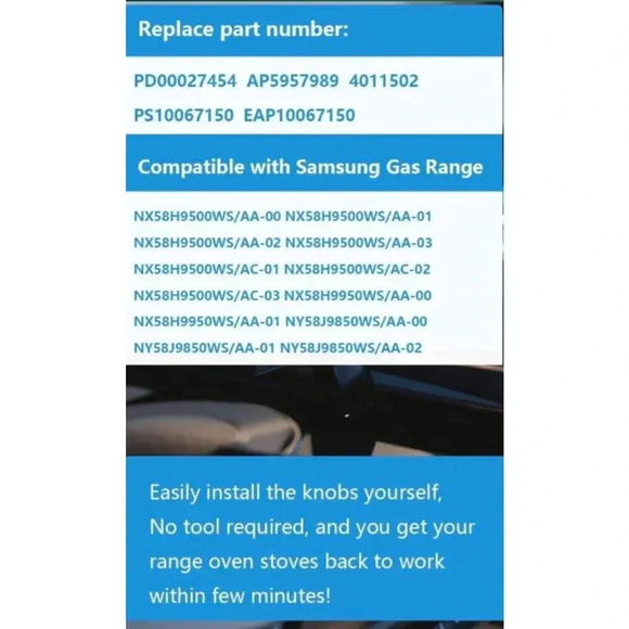 5 Pack Stove‎ Knobs Silver Replacement for Samsung - Picture 6 of 6